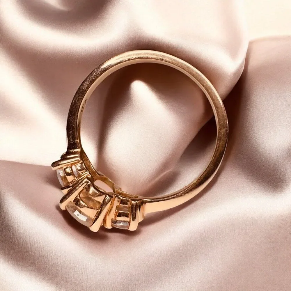 10K Rose Gold- Natural Morganite Ring - 1/2CTTW -Sz 7- Oval Cut Three Stone-2.4g